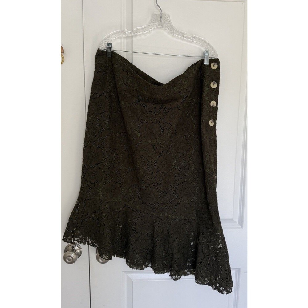 Midnight Velvet Asymmetrical Hunter Green Lace Midi Skirt nwt 18 Plus Coquette